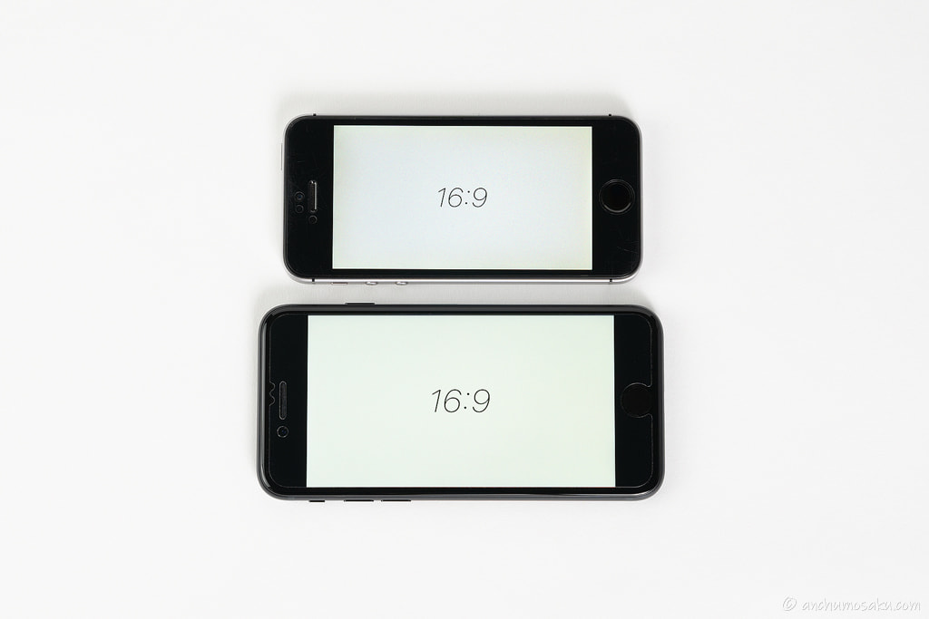 iPhone SE（第1世代）とiPhone SE（第3世代）の画面表示領域比較（16:9）