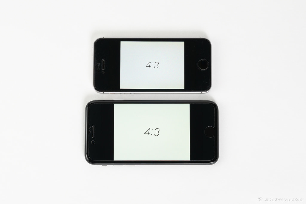 iPhone SE（第1世代）とiPhone SE（第3世代）の画面表示領域比較（4:3）