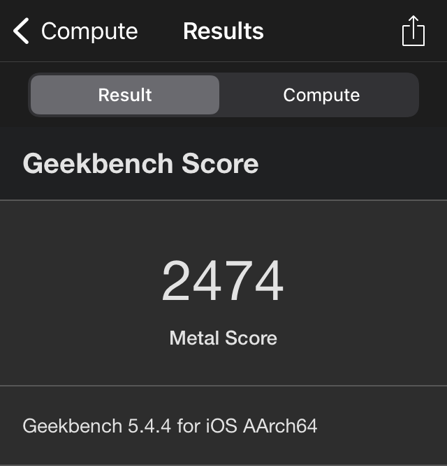 Geekbench 5によるiPhone SE（第1世代）のベンチマーク結果（Compute）
